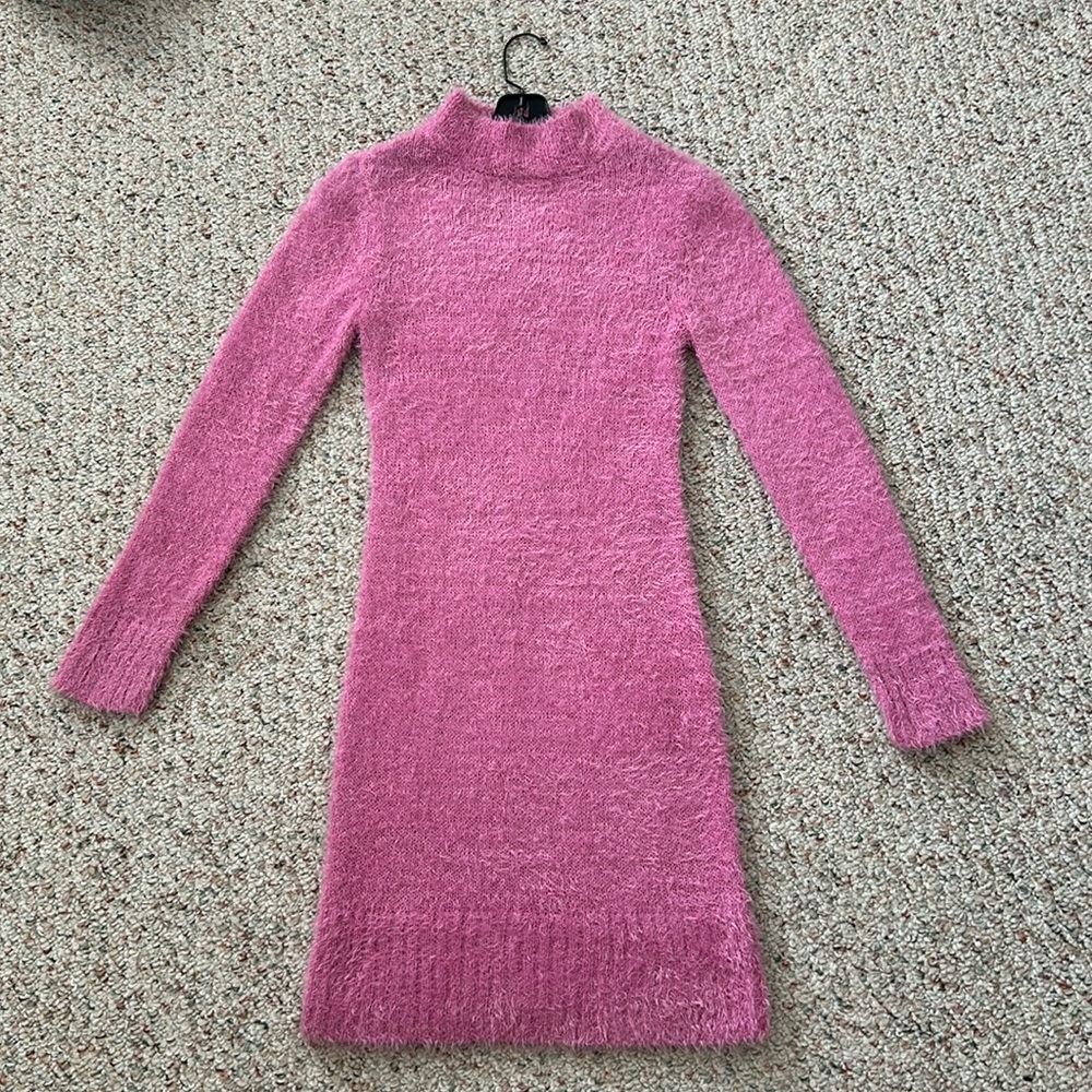 Hairy Knit Long Sleeve Planet Gold Dress